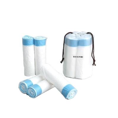 China Sustainable Decomposable Degradable Compostable thicken drawstring portable white plastic bag trash bag for sale