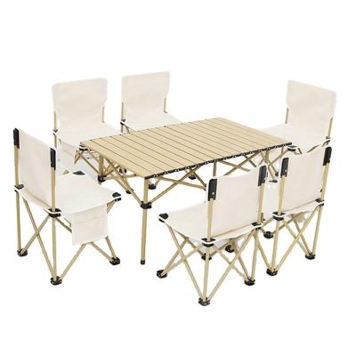 China Sustainable camping travel reunion outdoor barbecue beach portable folding table and chair package for sale