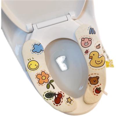 China Sustainable Cartoon animation printing toilet seat cushion fleece thickened keep warm washable Adapted to bathroom toilet for sale