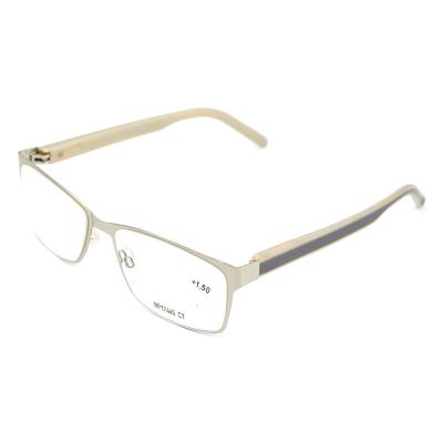 China Slim Silver Black Metal Frame With Plastic Temple Combination Reading Glasses for sale