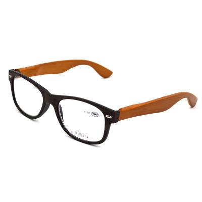 China High quality creative fashion slim plastic temple square bamboo reading glasses for sale