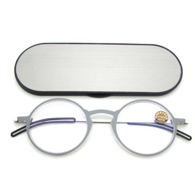 China super slim frame anti-blue light portable lightweight tr90 reading glasses with case package for sale