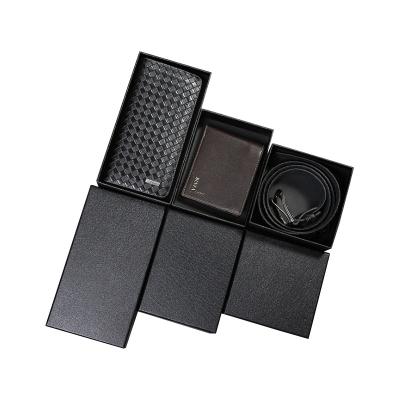 China Custom Recyclable Heaven and Earth Cover Belt Box, Long Wallet, Exquisite Black Packing Box for sale