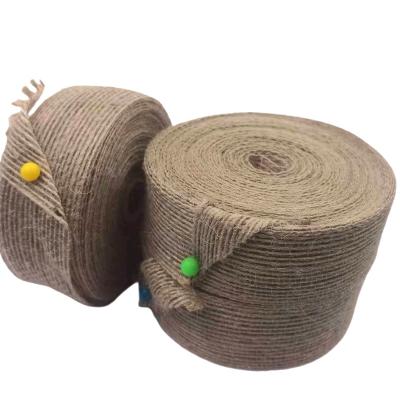 China 3cm Natural Jute Fabric Ribbon Wedding Gift Decoration Tape Braided Fishing Line for sale