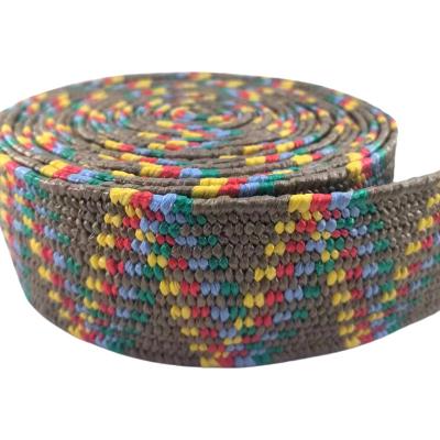 China Sustainable Custom Color Silk Grass Elastic Braided Belt 2mm Thick Webbing Strap Roll 6cm Wide for sale