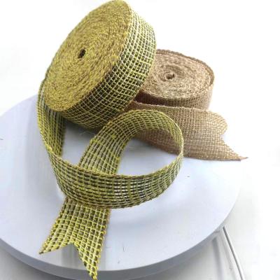 China Tela decorativa de jute para sacos Decoração 45 mm Larga Verde Têxtil doméstico à venda