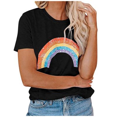 China Hot Selling Rainbow Sports Custom Outdoor T-shirt Lace Cheerful Advertising T-shirt Shirt Custom for sale