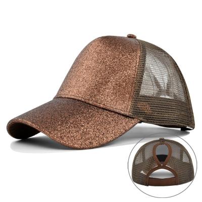 China Women's High Quality Fast Shipping Adjustable Shiny Baseball Cap COMMON Mesh Caps For Outdoor Activities for sale