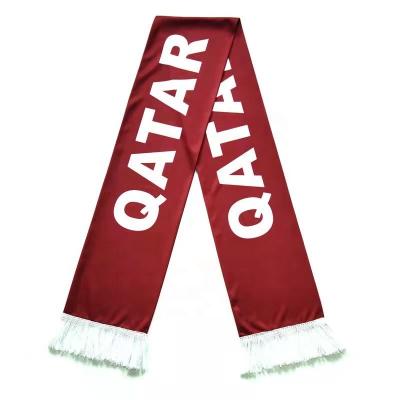 China 2022 Double Side Hotel and Resort Qatar World Cup Polyester Fan Scarf Football Fan Scarf for sale