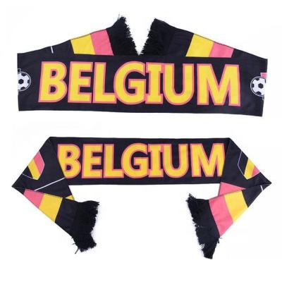 China Hotel and Resort World Cup Series Polyester Belgium Soccer Fan Scarf Football Match Fan Scarf Double Side 2022 for sale