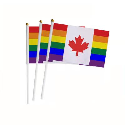 China Canada Automotive Indoor Outdoor Polyester Flag Hand Series Rainbow Hand Held Flag for sale