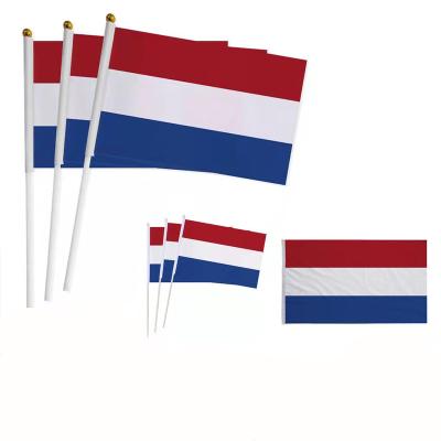 China 2022 Qatar World Cup Hand Held Hand Flag Netherlands Automotive Indoor Outdoor Polyester Football Qatar Flag for sale