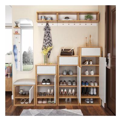 China Adjustable Slim Shoe Cabinet Space Saver Wooden Flip Shoe Rack Living Room Furniture for sale