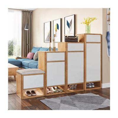 China Adjustable Slim Shoe Cabinet Space Saver Wooden Flip Shoe Rack Living Room Furniture for sale