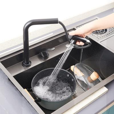 China Modern Deep Bowl Concealed Bar Sink With Cup Seal Bin Black Sink 304 Kitchen Sink Basin for sale