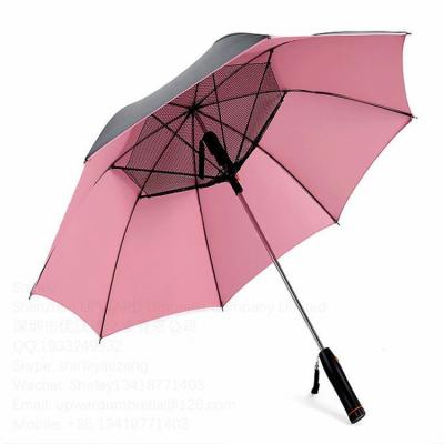 China High Quality Minimalist USB Umbrella Umbrella Fan Protection UV Fan Umbrella with Solar Power Light and Fan for sale