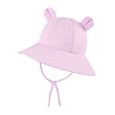 China Wholesale Foldable Pure Character Color Child Bucket Hat With String Summer Fisherman Sun Hats For Kids for sale