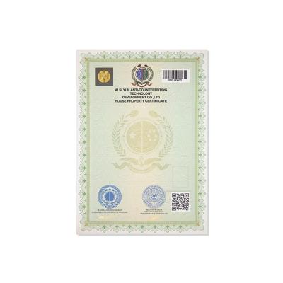 China Anti-fake Customize Logo Anti-Counterfeit Gold Stamping Paper Security Certificate from Acknowledgment Certificate Anti-counterfeit Supplier for sale