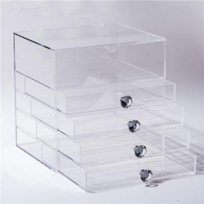 China Large Vanity Clear Stationery Acrylic Cosmetic Drawer Customized Sustainable Makeup Cosmetic Box For Ladies for sale