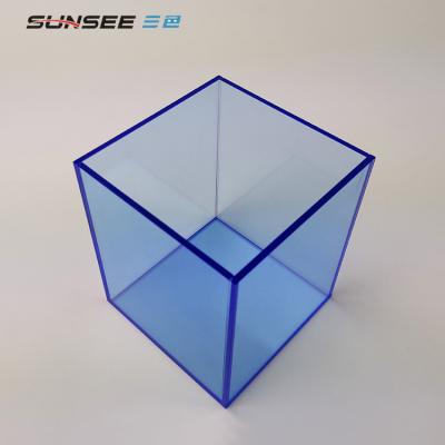 China Acrylic Divided Display Cube In Viable Wholesale Cheap Clear Plastic Blue Container Storage Boxes For Family for sale