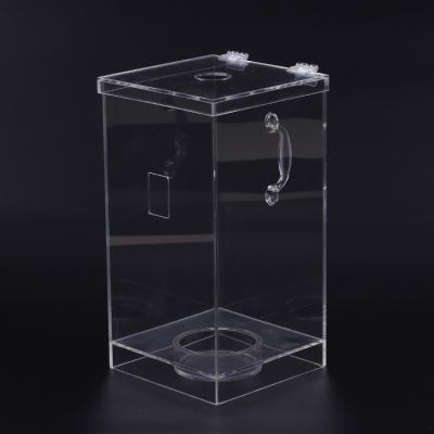 China 100% Pure Acrylic Cylindrical Base Large Clear Acrylic Wine Water Bottle Stands Display Box With Semicircular Handle for sale