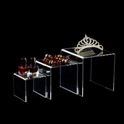 China These clear risers blend in with any home or area business decorated custom store displaying shoe racks clear acrylic cosmetic display riser shoes for family for sale