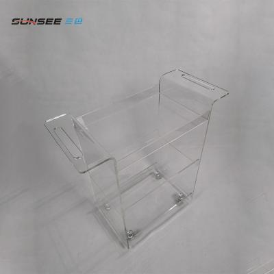 China Eco-friendly Modern Serving Salon Serving Trolley Custom Transparent Rolling Acrylic Carts For Hotel for sale