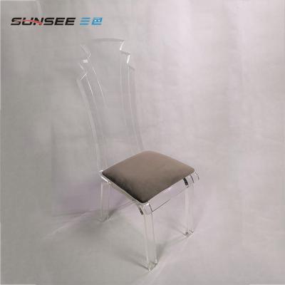 China Practical Home Transparent Restaurant Use Hotel Living Room / Or Office Acrylic Dining Chair With Velvet Cushion for sale