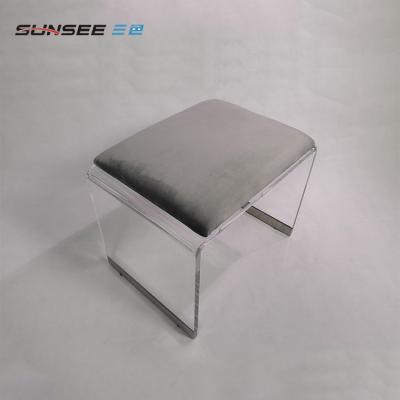 China Transparent Modern Acrylic Lucite Cushion Chair Living Room Dining / Or Office Cover Soft Serving Dressing Table For Wedding for sale