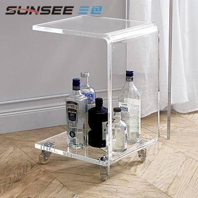 China Acrylic Hotel Food Market Shopping Serving Breakfast C Trolley Living Room Dining/Office Kitchen Table Trolley with Wheels for sale