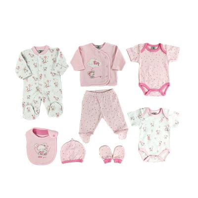 China 2021 Anti-Shrink Newborn Baby Gift Set Cute Cotton Layette Baby Clothes 8 PCS Set With Big Ears Rat Pattern for sale