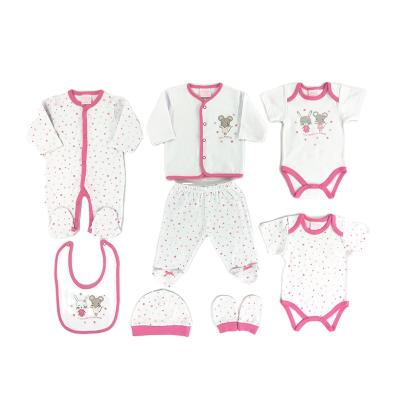 China High Quality Anti-Shrink 100% Cotton Layette Baby Clothes 8 PCS Set With Rabbit Dancing Pattern for sale