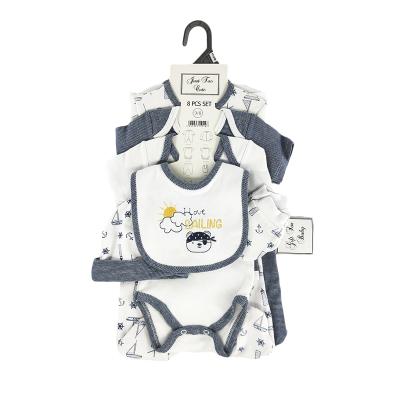 China High Quality Anti-Shrink 100% Cotton Kids Layette Kids Baby Boy Clothes 8 PCS Set With Pirate Polar Bear Pattern for sale