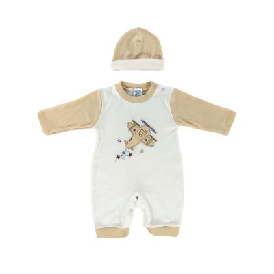 China 2021 Cute Anti-Static Factory Sale Interlock Cotton 100% 2 Piece Romper Baby Set And Cloth Hat for sale