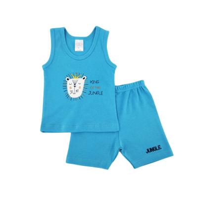 China High Quality 100% Cotton Casual Animal Summer Pattern Baby Breathable Cute Vest And Pants for sale