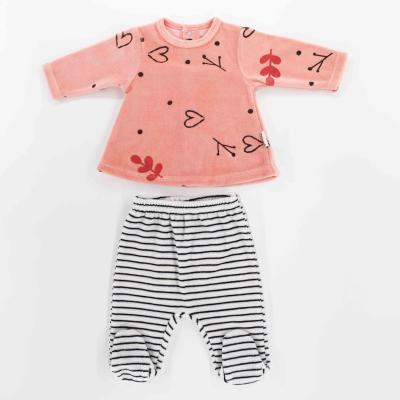 China Baby 245GSM Spring Drop Baby Clothes and Pants Set 2 Piece Anti-Shrink Velvet 2PCS Set Baby Newborn Infant Clothes for sale