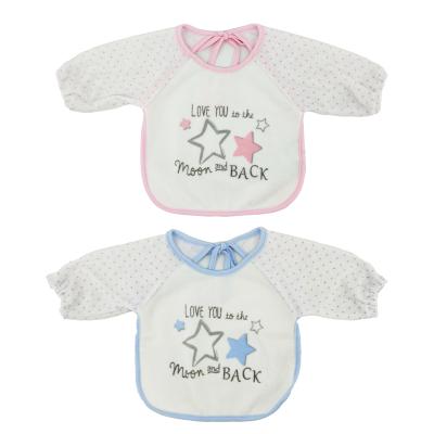 China Two Color Interlock Washable High Quality Unisex 100% Polyester Long Sleeves All Season Baby Bibs for sale