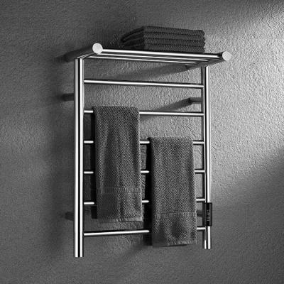 China KAIIY Smart Electric Wall Mount Towel Warmer Heater Temperature Control Heated Towel Rack With Shelf for sale