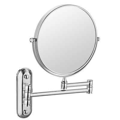 China Kaiiy Factory Wall Mounted Makeup Mirror Hot Selling Silver Bathroom Round Wall Mounted Cosmetic Mirror Bath Retractable Mirrors for sale