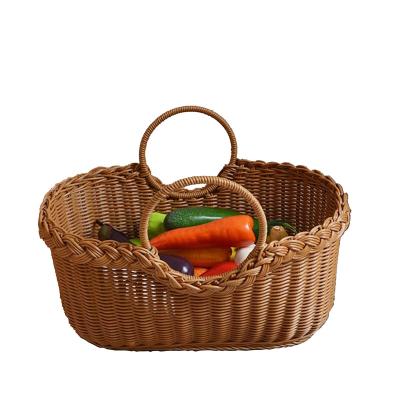 China WF004 Sustainable PP Basket For Gifts Picnic Empty Fruit Gift Baskets Hand - Woven Storage Vegetable Basket Shopping Made Of Plastic for sale