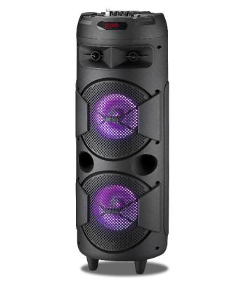 China 2019 Newest Dual 8 Inch Karaoke Box Radio Portable Outdoor Bass Speaker Cart With Wireless MIC for sale