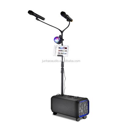 China Dual 6 inch wireless super cool portable dj/pa speaker for karaoke system microphone speaker with tripod for sale