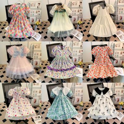 China New Fashion Children Princess Dress Summer 2023 Girls' Super Fairy Chiffon Short Sleeve Dress Anti-wrinkle for sale