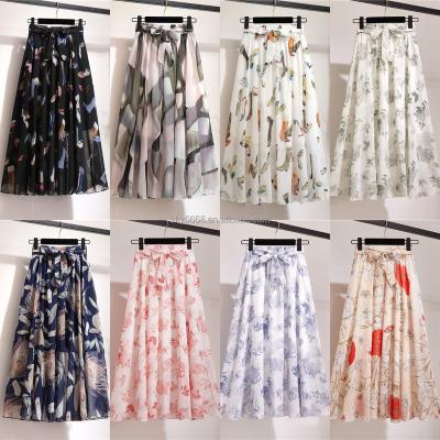 China 2022 New Elegant Bohemian Women's Midi Skirt Long Skirt Breathable Women Long Waist A-Line Casual High Skirt for sale