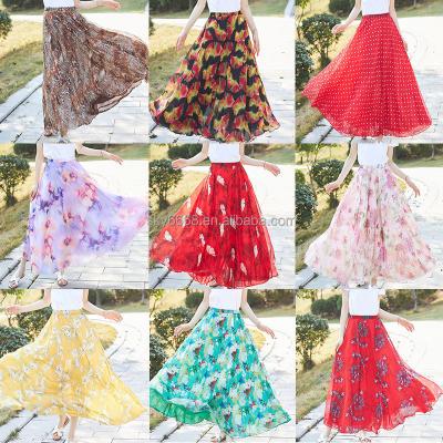 China 2023 summer women's pleated skirt custom solid elastic breathable high waist long dress for sale