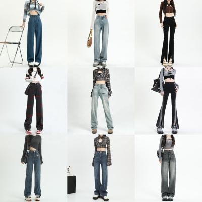 China New Breathable Women's Waist Casual Pants High Waisted Soft Slim Fit Straight Leg Jeans for sale