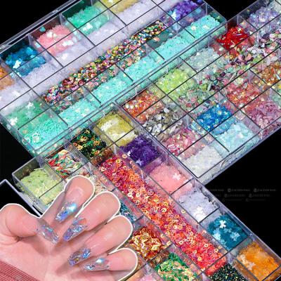 China Decorate Nail MILAN Glitter Decals Sequins Laser Heart Sparkle Nail Flakes Glitter Powder Wholesale Nail Art Stickers Decoracion Nail Charms for sale