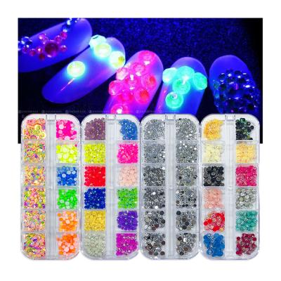 China Decorate Nail MILAN Glass Crystal Stone Nail Rhinestones Diamond Set Box Nail Art Stickers Design Accessories Decoracion Wholesale Nail Charms for sale