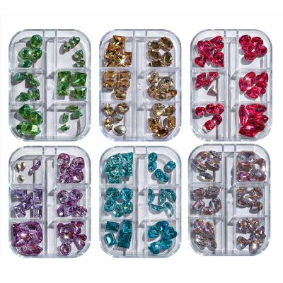 China Decorate Nail MILAN 12 grid Glass Crystal Stone Wholesale Nail Charms Art Stickers Accessories Decoracion Nail Rhinestones Diamond Box for sale