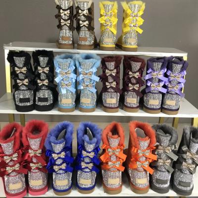 China CUSHIONING Fashion Winter Fur Boots Customized Logo Ladies Snow Mules Hot Wholesale Women Custom Shoes for sale